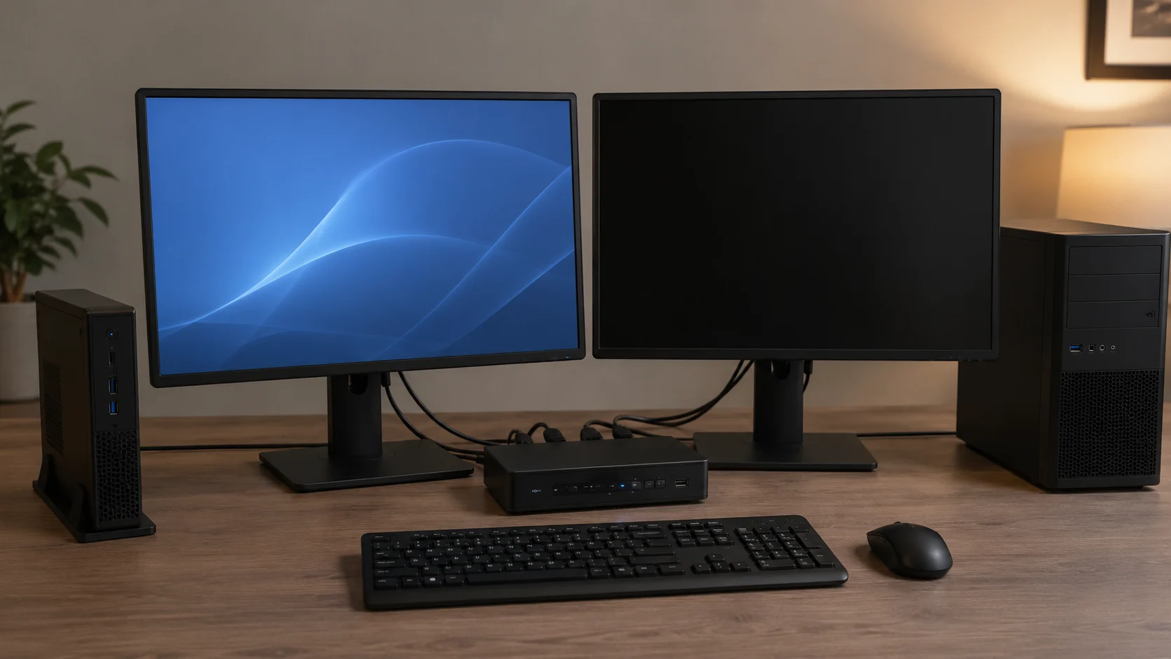 Dual-monitor KVM setup with one black screen